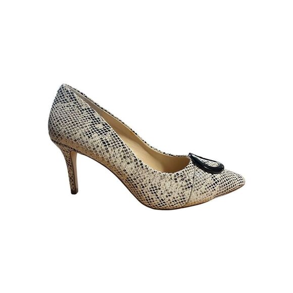 Sole Society Ronya Pump Leather Brown Snake Print Pointed Toe Heel Women’s Sz 6M - Picture 1 of 8